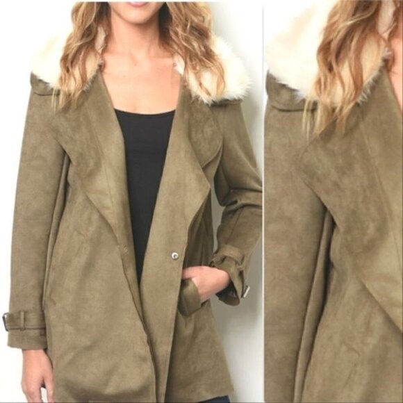 OLIVE SUEDE JACKET - Picture 2 of 3